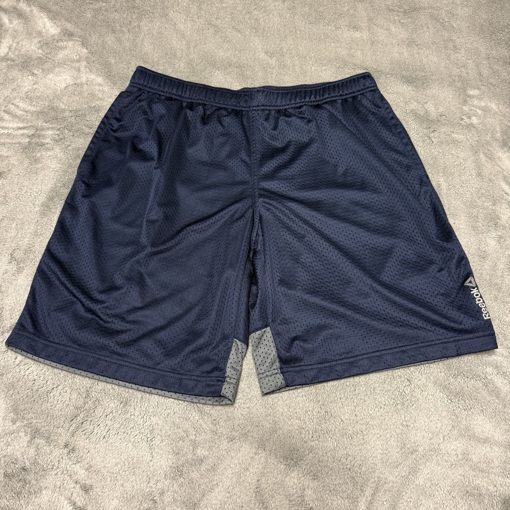 Reebok Play Dry Athletic Shorts Mens Size Large Navy Blue And Gray